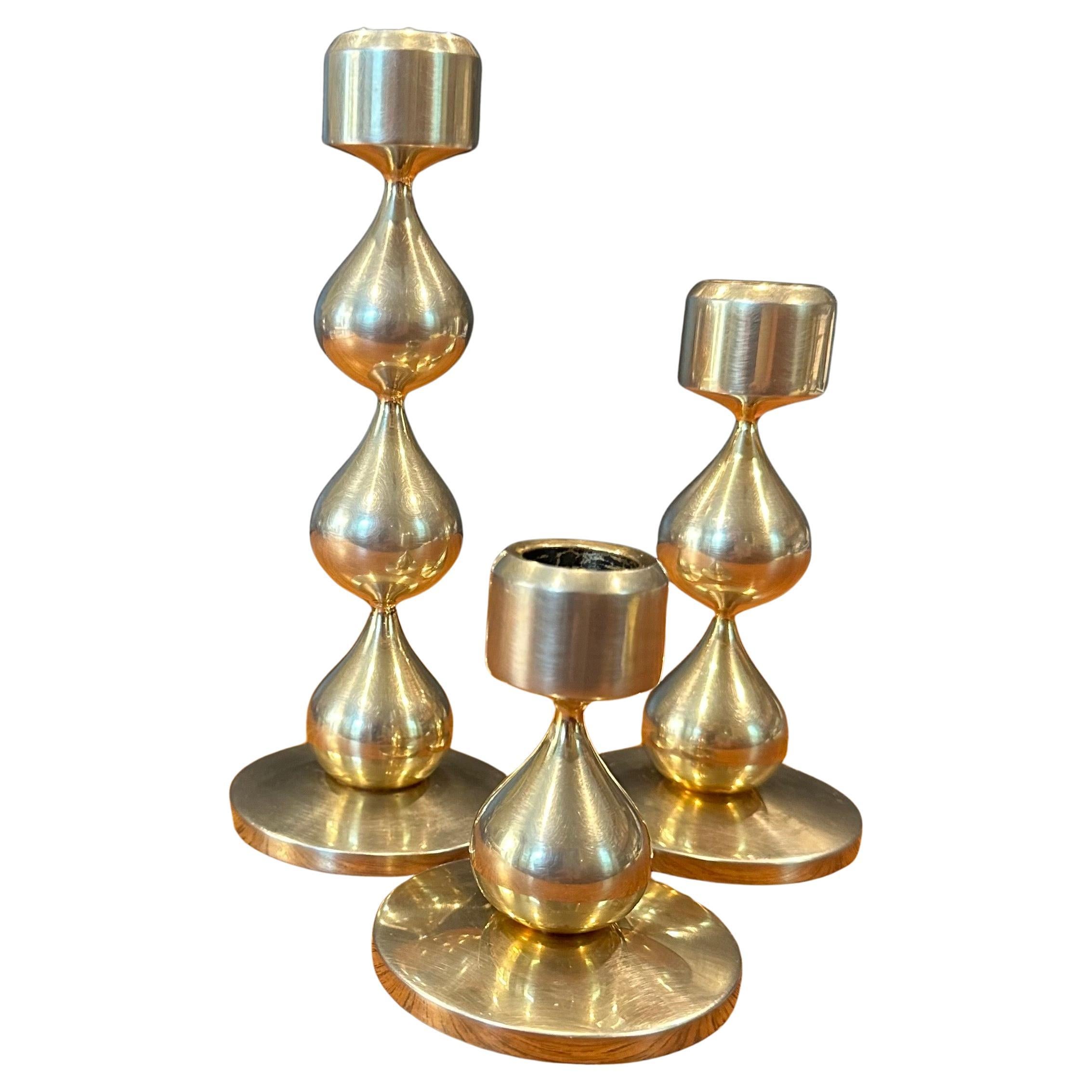 Juego de tres candeleros daneses modernos chapados en oro de 24 quilates de Hugo Asmussen en venta 7