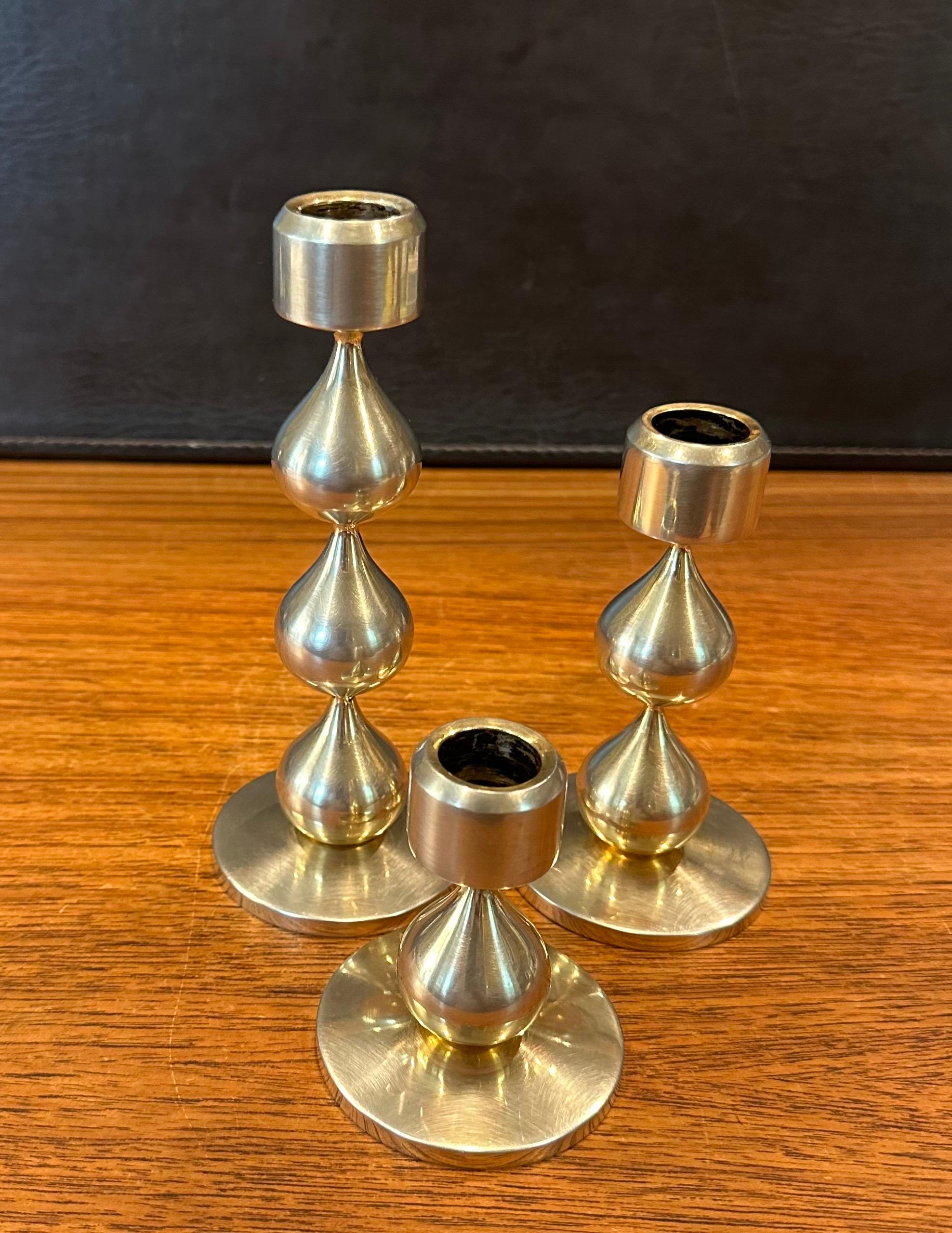 Juego de tres candeleros daneses modernos chapados en oro de 24 quilates de Hugo Asmussen en venta 1