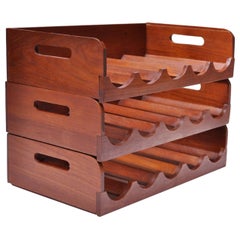 Set of Three Danish Modern Modular Teak Wine Racks by Kalmar