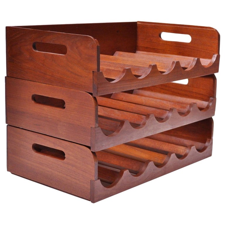 Set of Three Danish Modern Modular Teak Wine Racks by Kalmar at 1stDibs