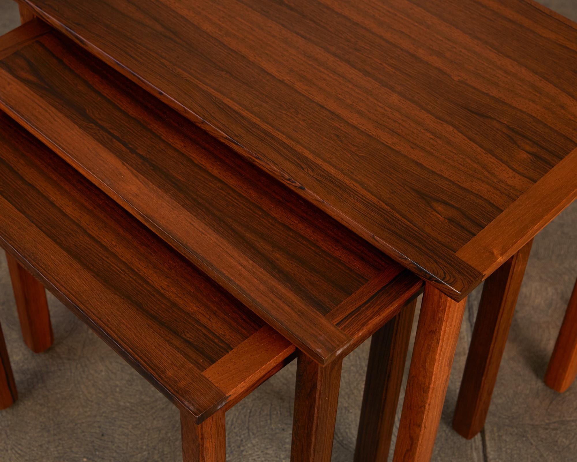 Set of Three Danish Modern Nesting Tables in Rosewood 8