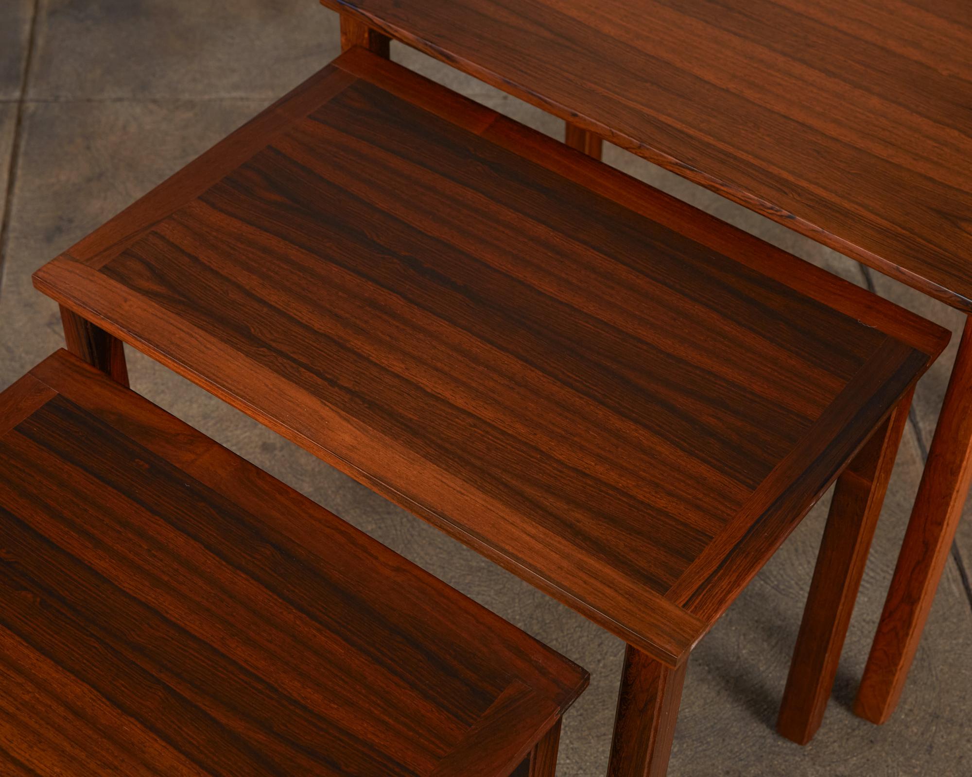 Set of Three Danish Modern Nesting Tables in Rosewood 9