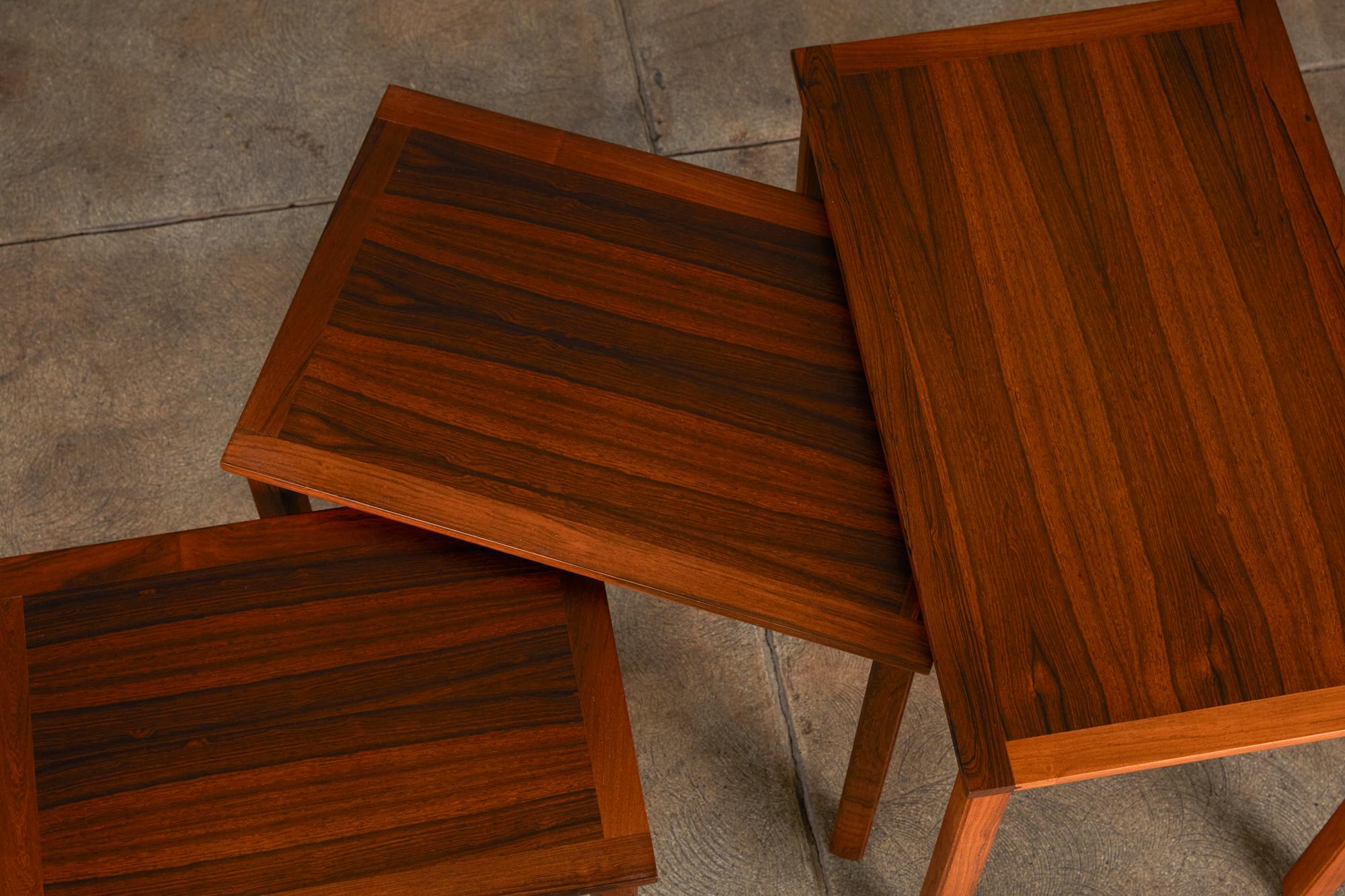 Set of Three Danish Modern Nesting Tables in Rosewood 11