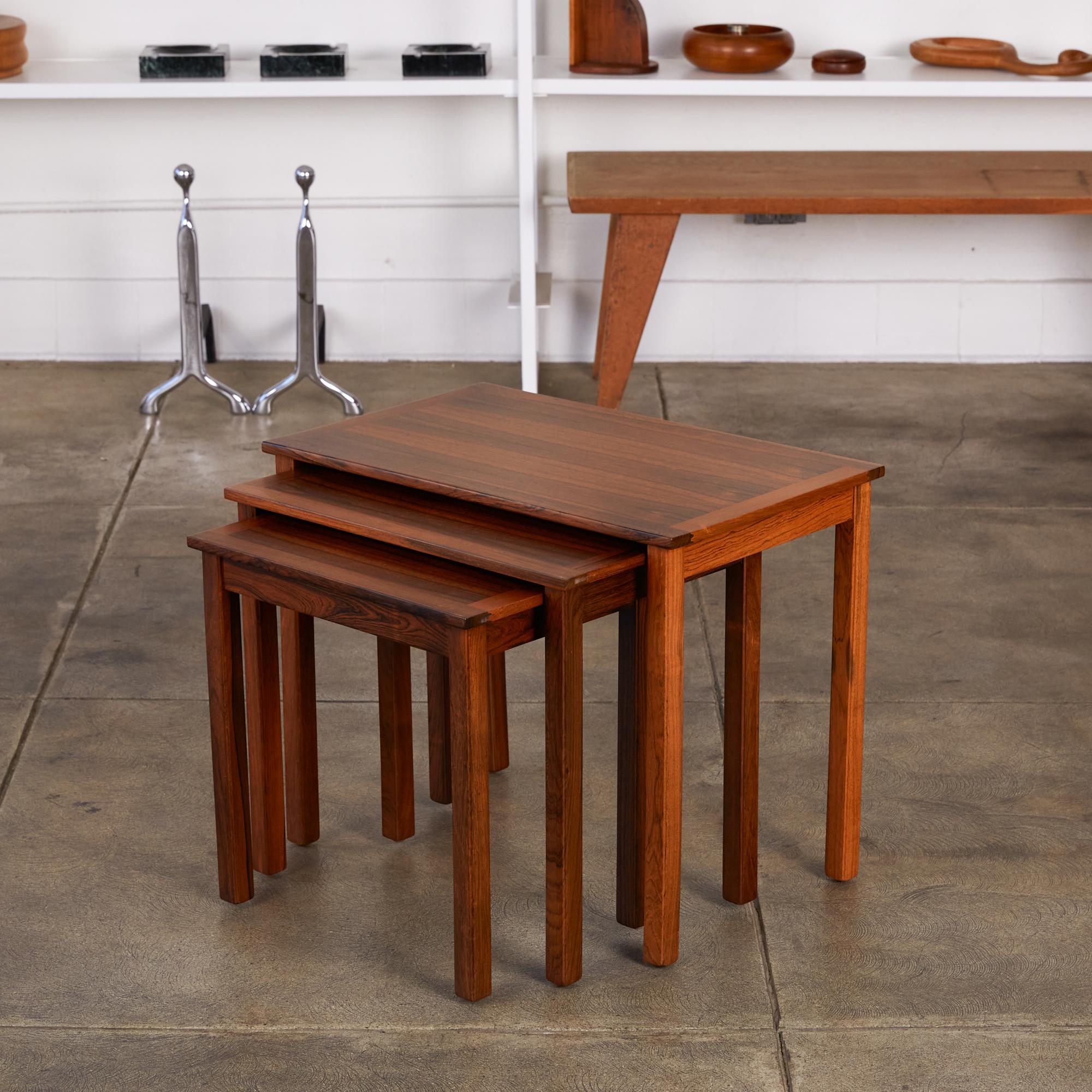 Set of Three Danish Modern Nesting Tables in Rosewood In Excellent Condition In Los Angeles, CA