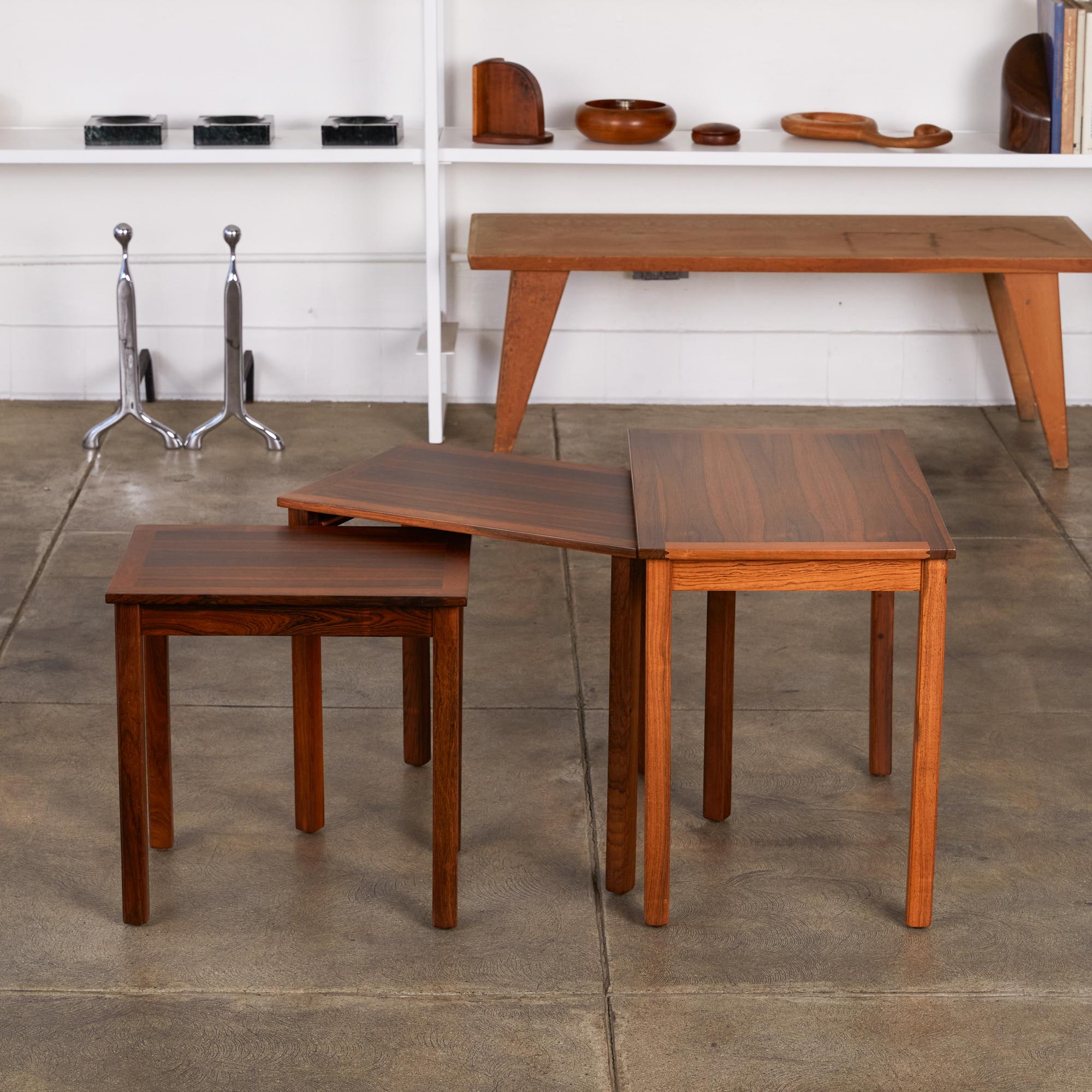 Set of Three Danish Modern Nesting Tables in Rosewood 2
