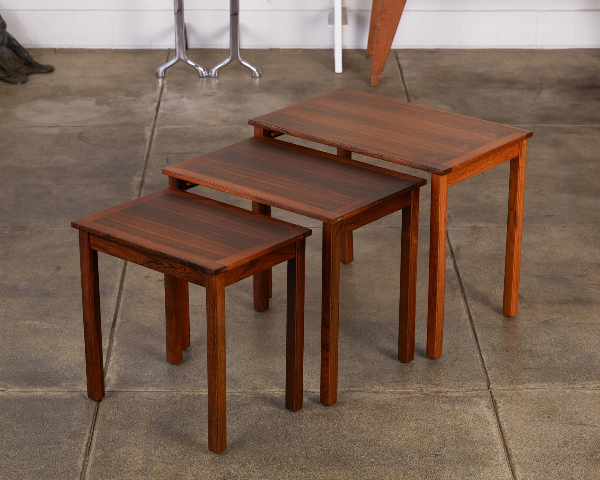 Set of Three Danish Modern Nesting Tables in Rosewood 3