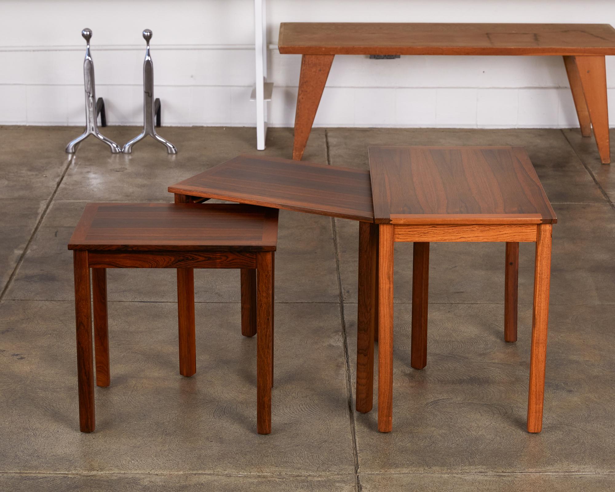 Set of Three Danish Modern Nesting Tables in Rosewood 4