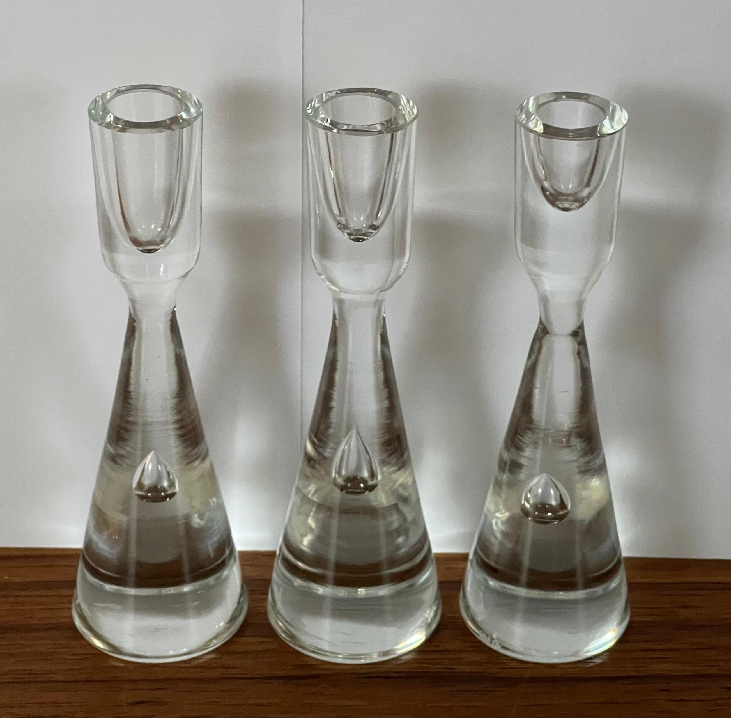 20ième siècle Ensemble de trois chandeliers bulles en verre 