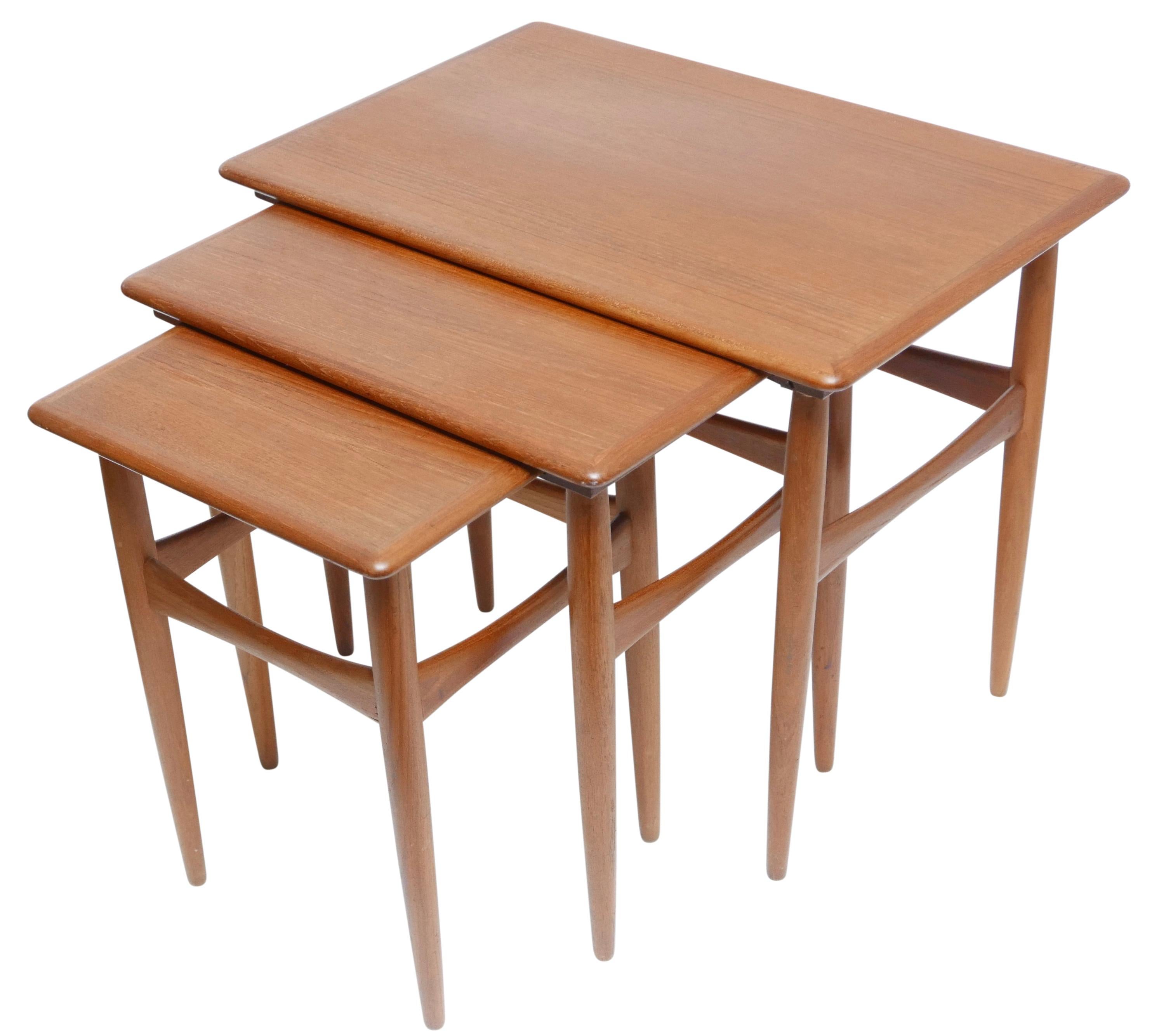 20th Century Set of Three Danish Modern Teak Wood Nesting Tables