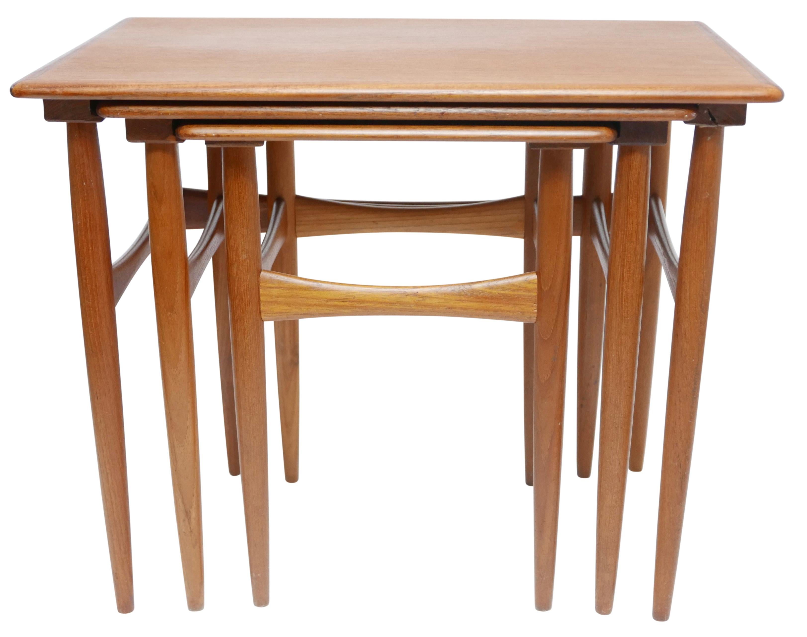 Set of Three Danish Modern Teak Wood Nesting Tables 1