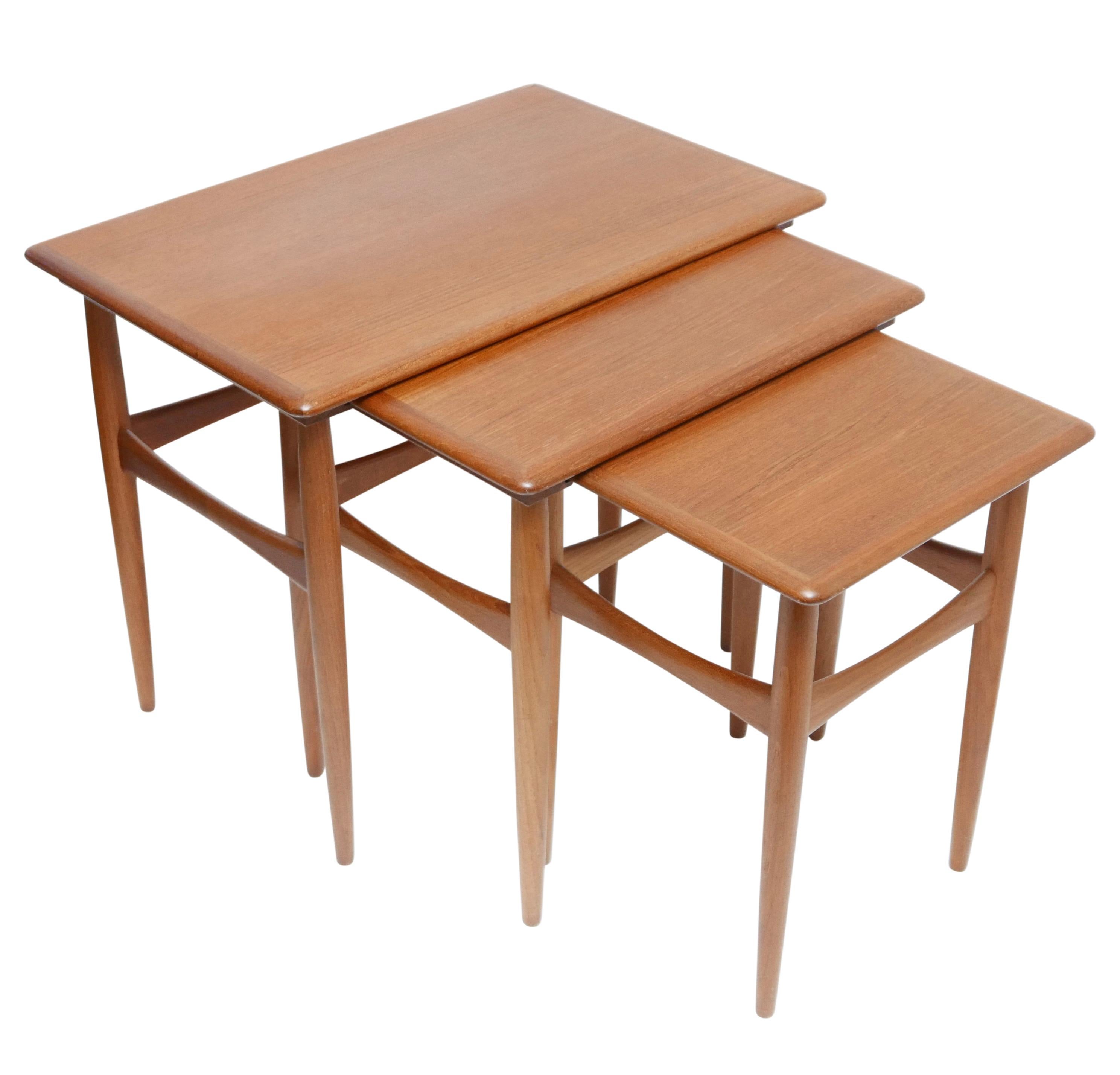 Set of Three Danish Modern Teak Wood Nesting Tables 2