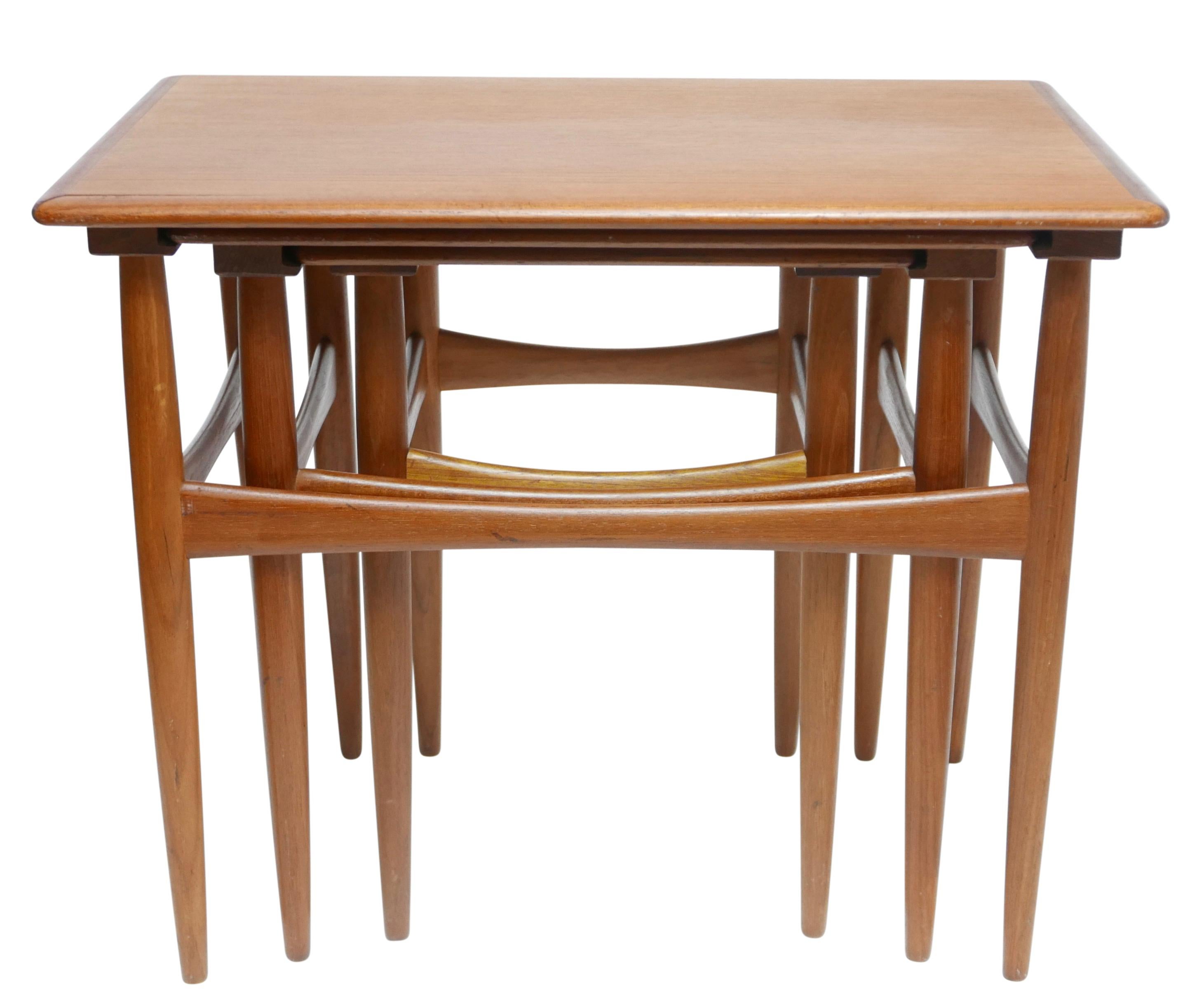 Set of Three Danish Modern Teak Wood Nesting Tables 3
