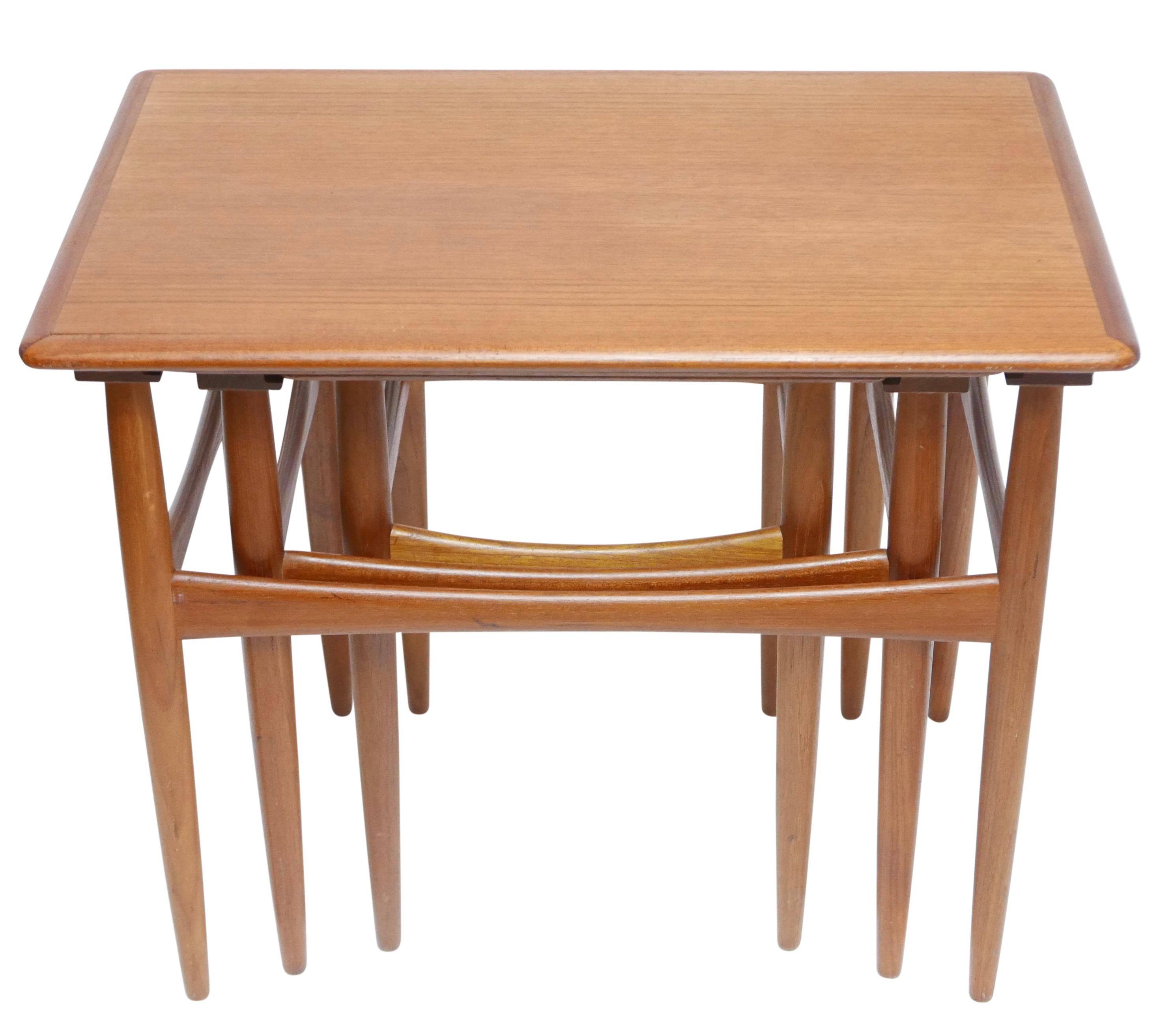 Set of Three Danish Modern Teak Wood Nesting Tables 4