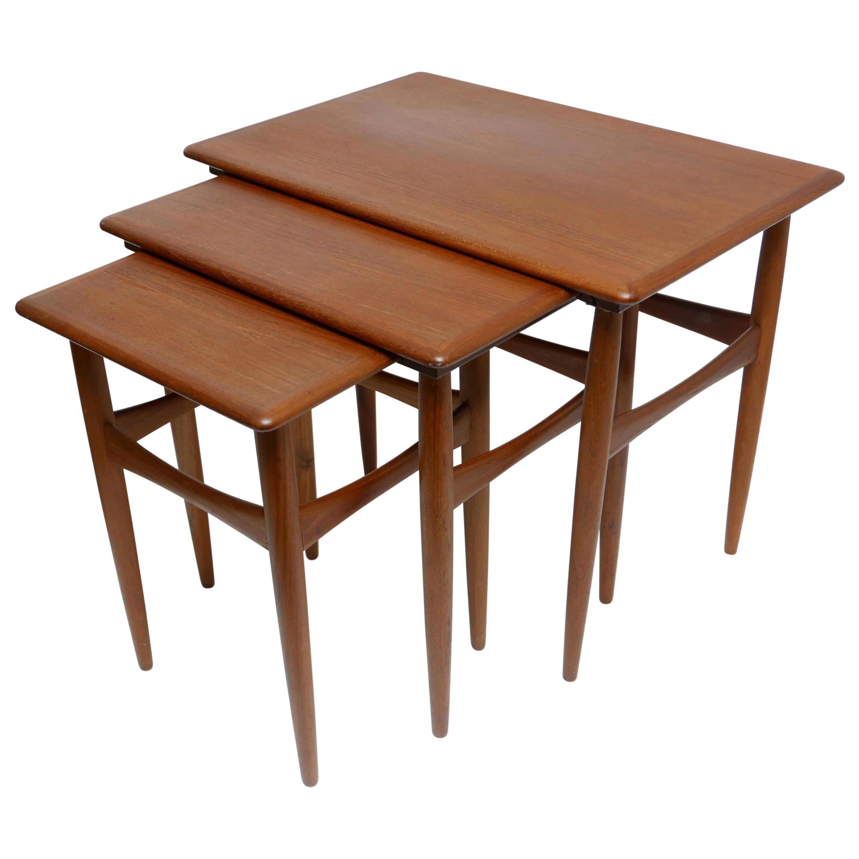 Set of Three Danish Modern Teak Wood Nesting Tables