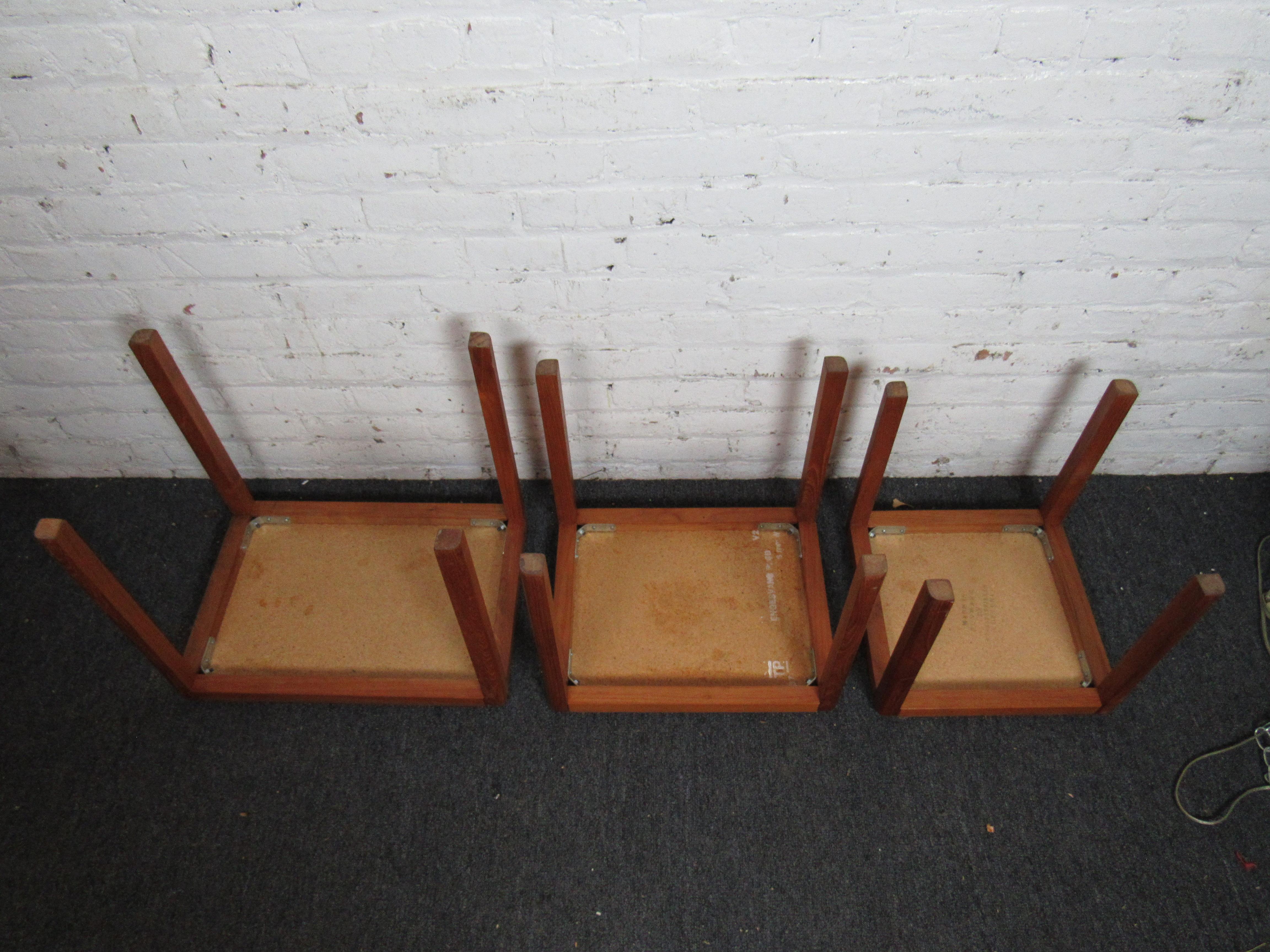 Set of Three Danish Tile Top Nesting Tables For Sale 6