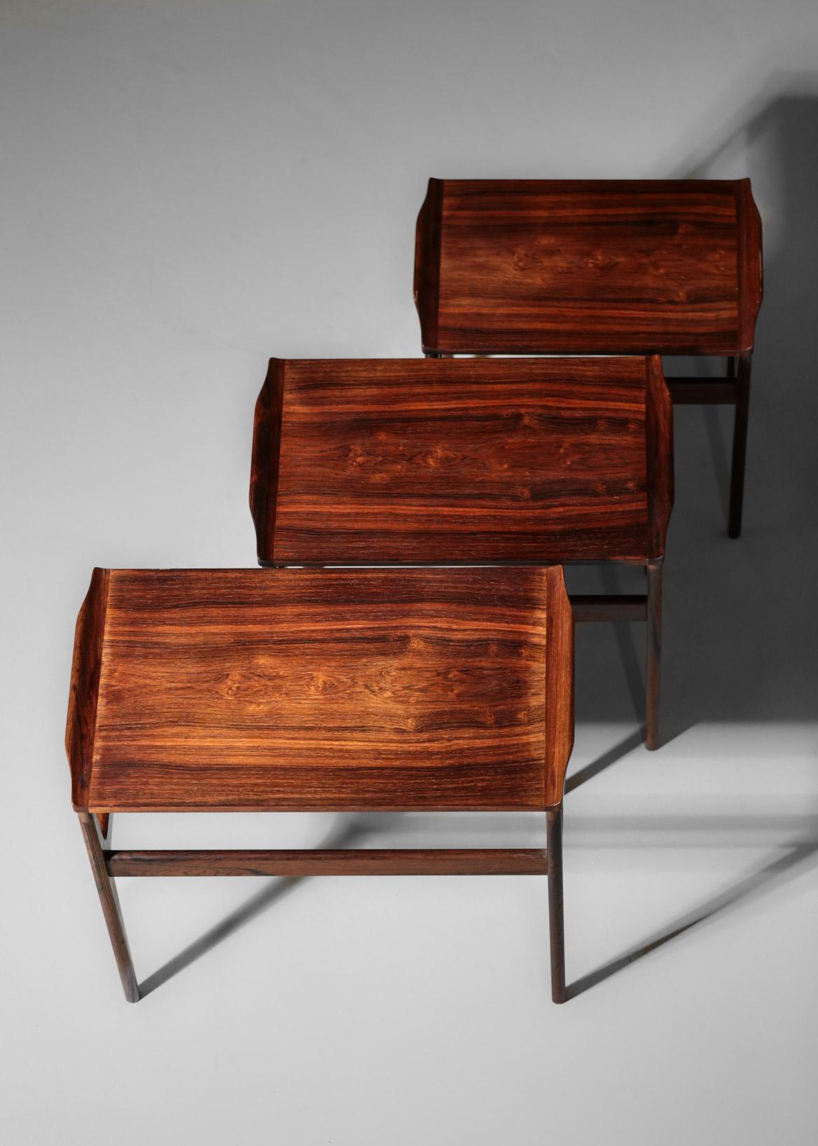 Set of Three Danish Nesting Tables in Rosewood Scandinavian Design Coffee Tables 6