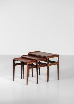 Set of Three Danish Nesting Tables in Rosewood Scandinavian Design Coffee Tables