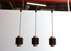 Ensemble de trois lampes suspendues danoises en cuivre Tunika par Jo Hammerborg pour Fog & Mørup