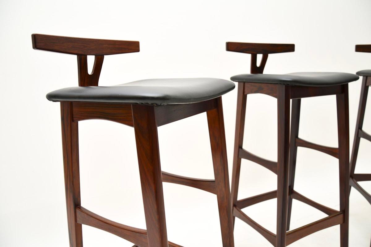 Set of Three Danish Vintage Bar Stools by Dyrlund 4