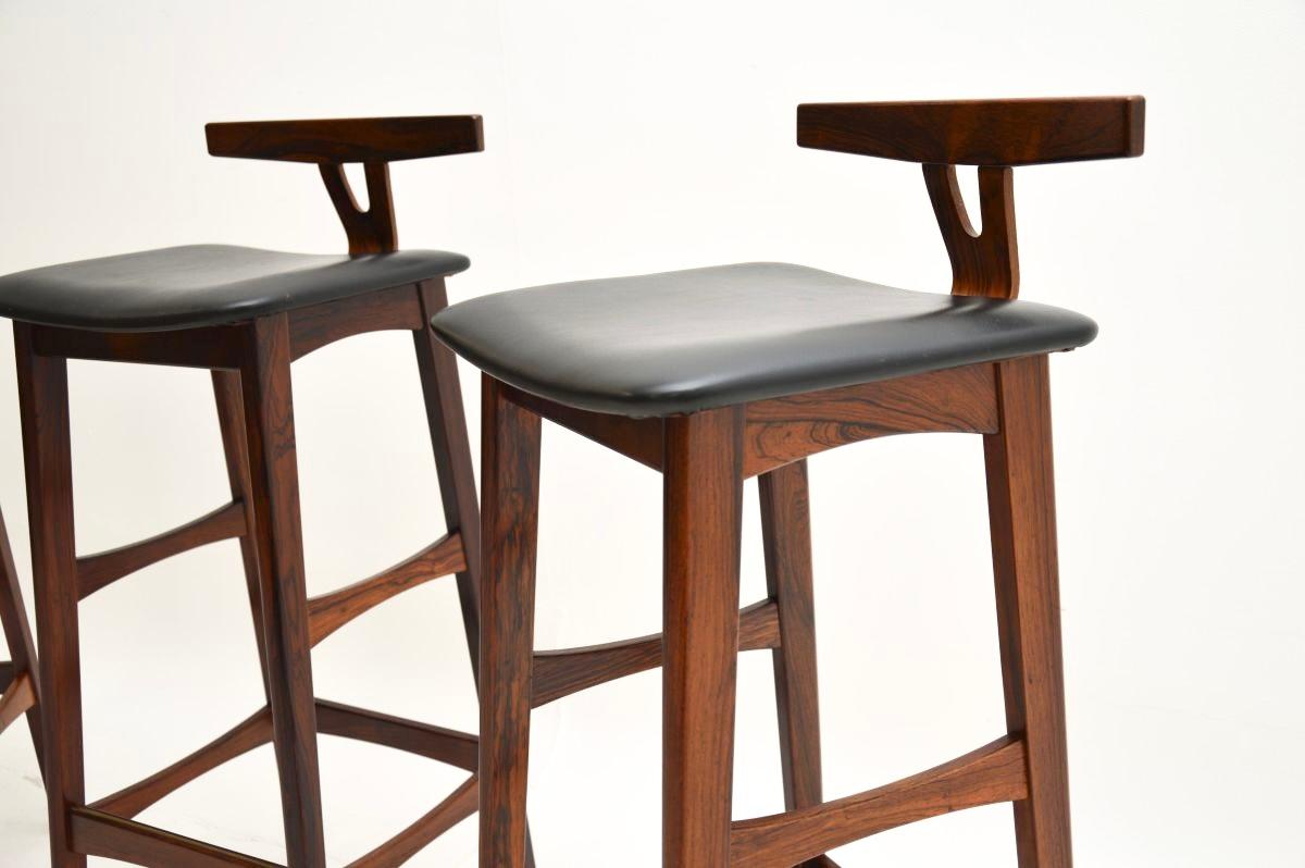 Set of Three Danish Vintage Bar Stools by Dyrlund 5