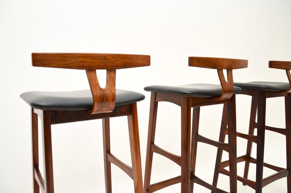 Set of Three Danish Vintage Bar Stools by Dyrlund 6