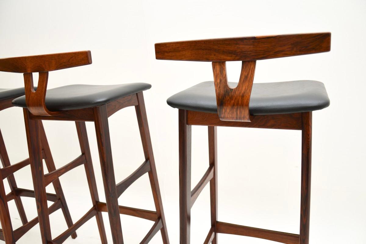 Set of Three Danish Vintage Bar Stools by Dyrlund 7