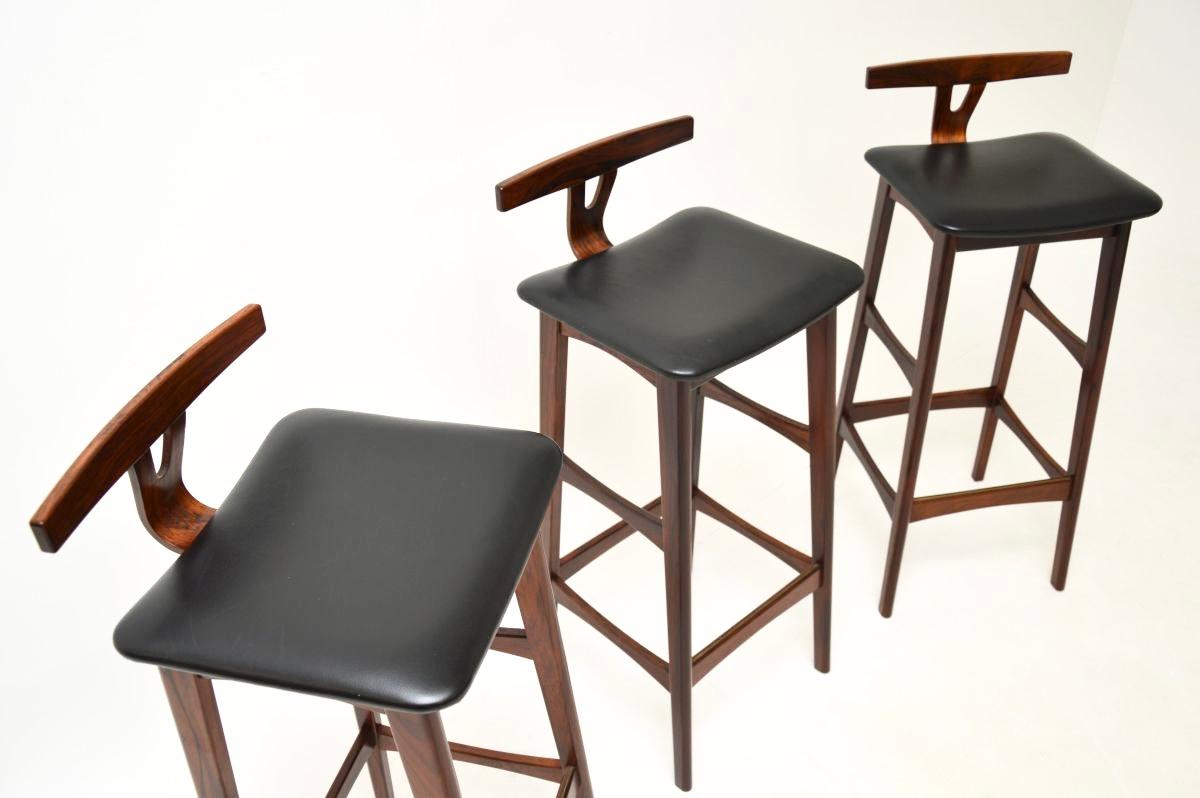 Set of Three Danish Vintage Bar Stools by Dyrlund 3