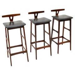 Set of Three Danish Vintage Bar Stools by Dyrlund
