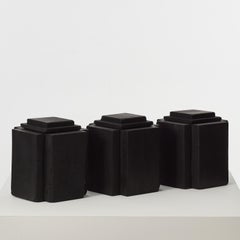 Set of three David Horan charred wood vessels - UK, 2024