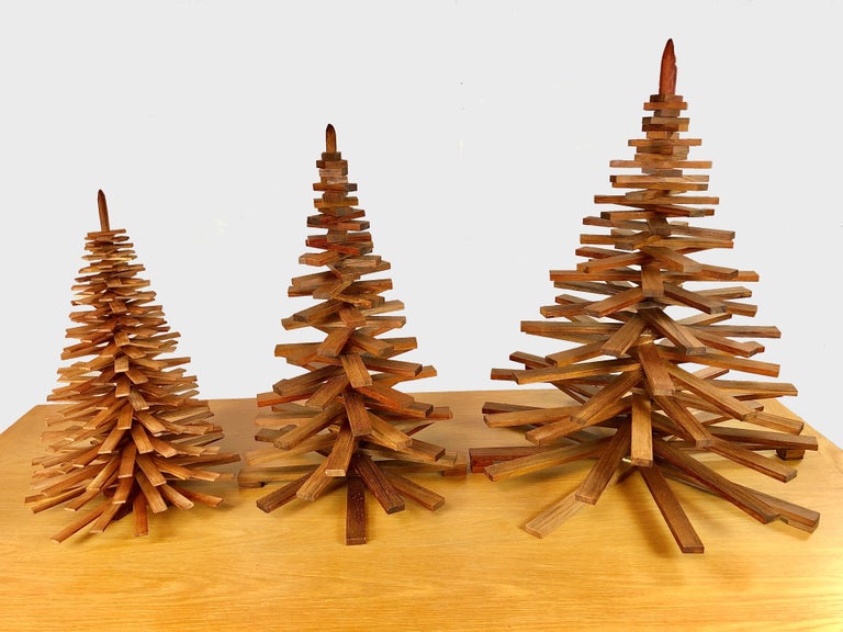 Minimalist Set of Three Decorative Handmade Christmas Trees 