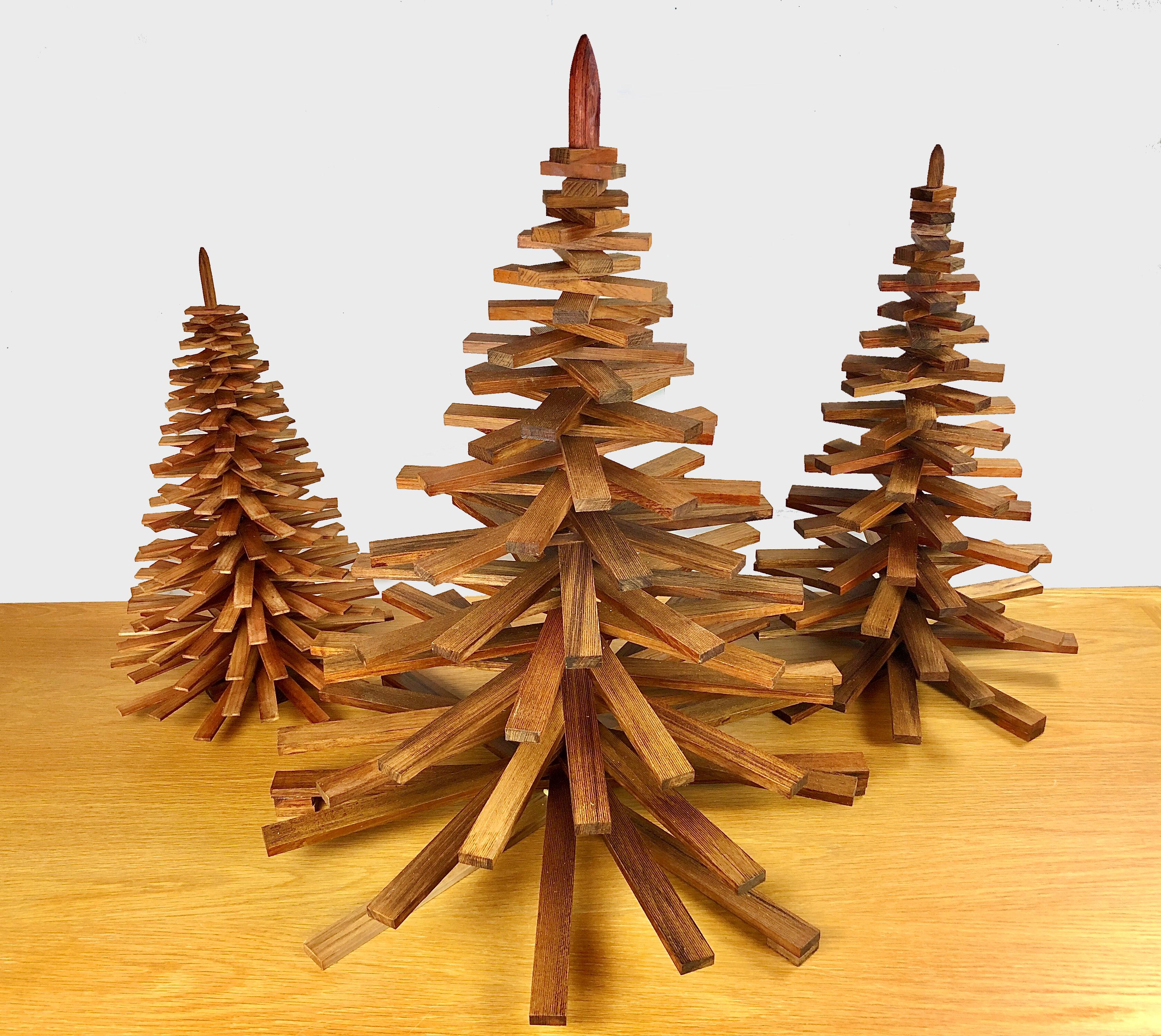 Minimalist Set of Three Decorative Handmade Christmas Trees 