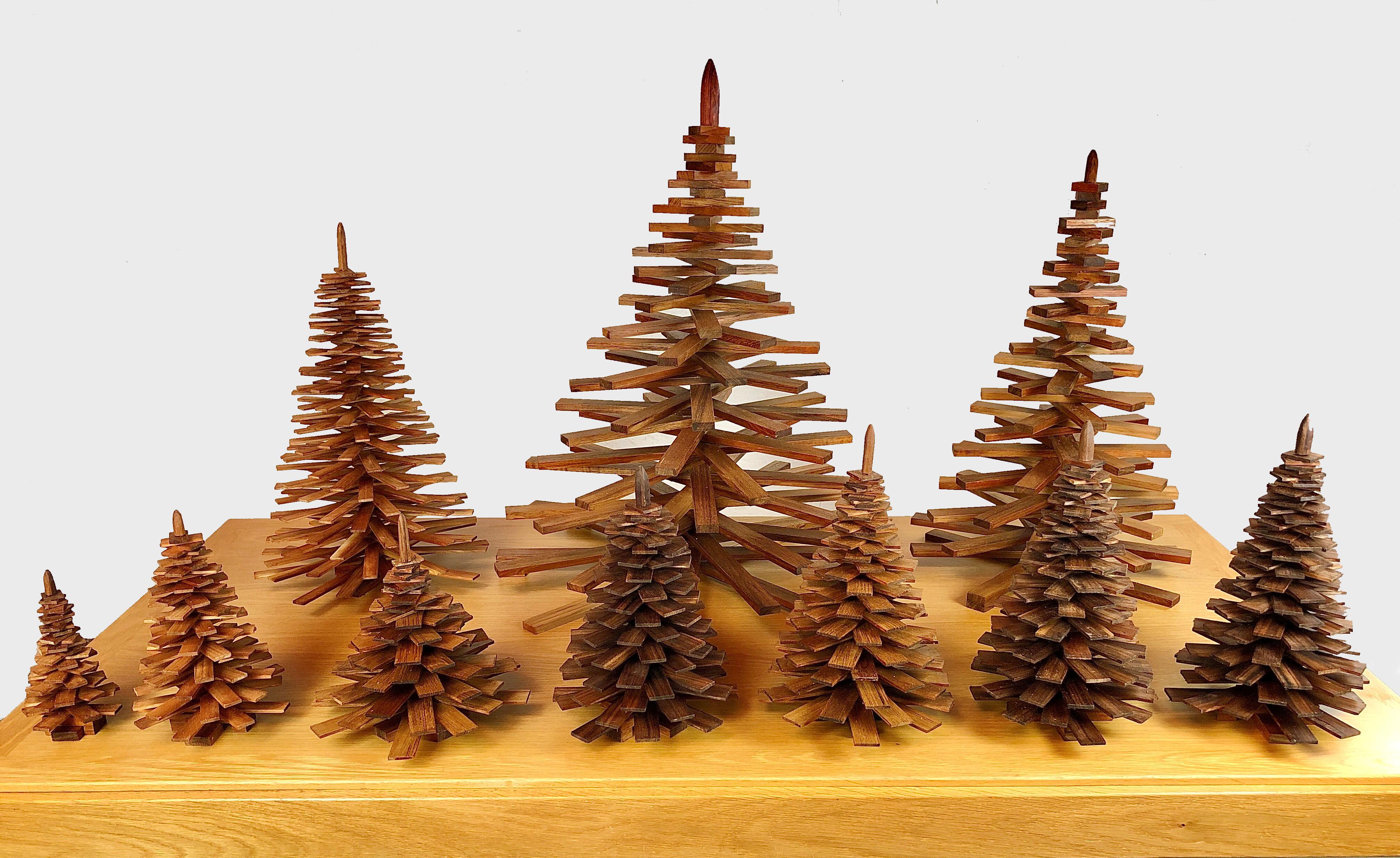 Danish Set of Three Decorative Handmade Christmas Trees 