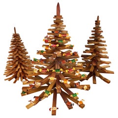 Set of Three Decorative Handmade Christmas Trees