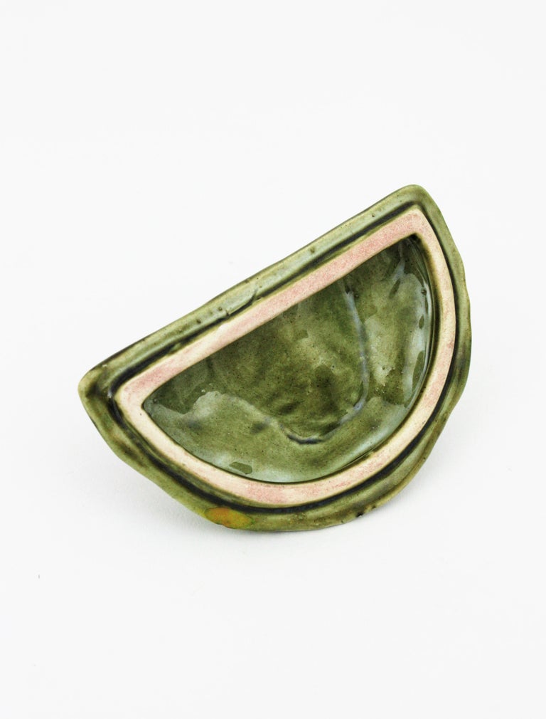 Set of Three Decorative Kitchen Accessories in Glazed Ceramic For Sale