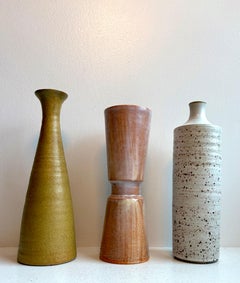 Set of Three Decorative Modernist Art Pottery Vessels, USA