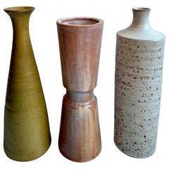 Set of Three Decorative Modernist Art Pottery Vessels, USA