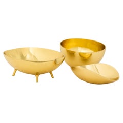 Set of Three Decorative Polished Brass Bowls Vide-Poche