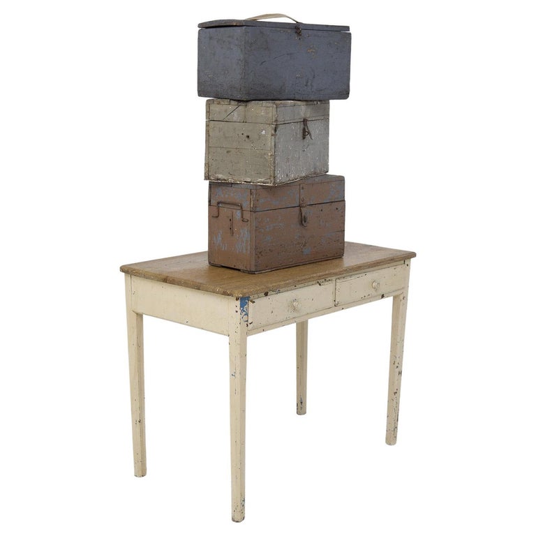 Set of Three Decorative Rustic Chic Wooden Boxes For Sale at 1stDibs