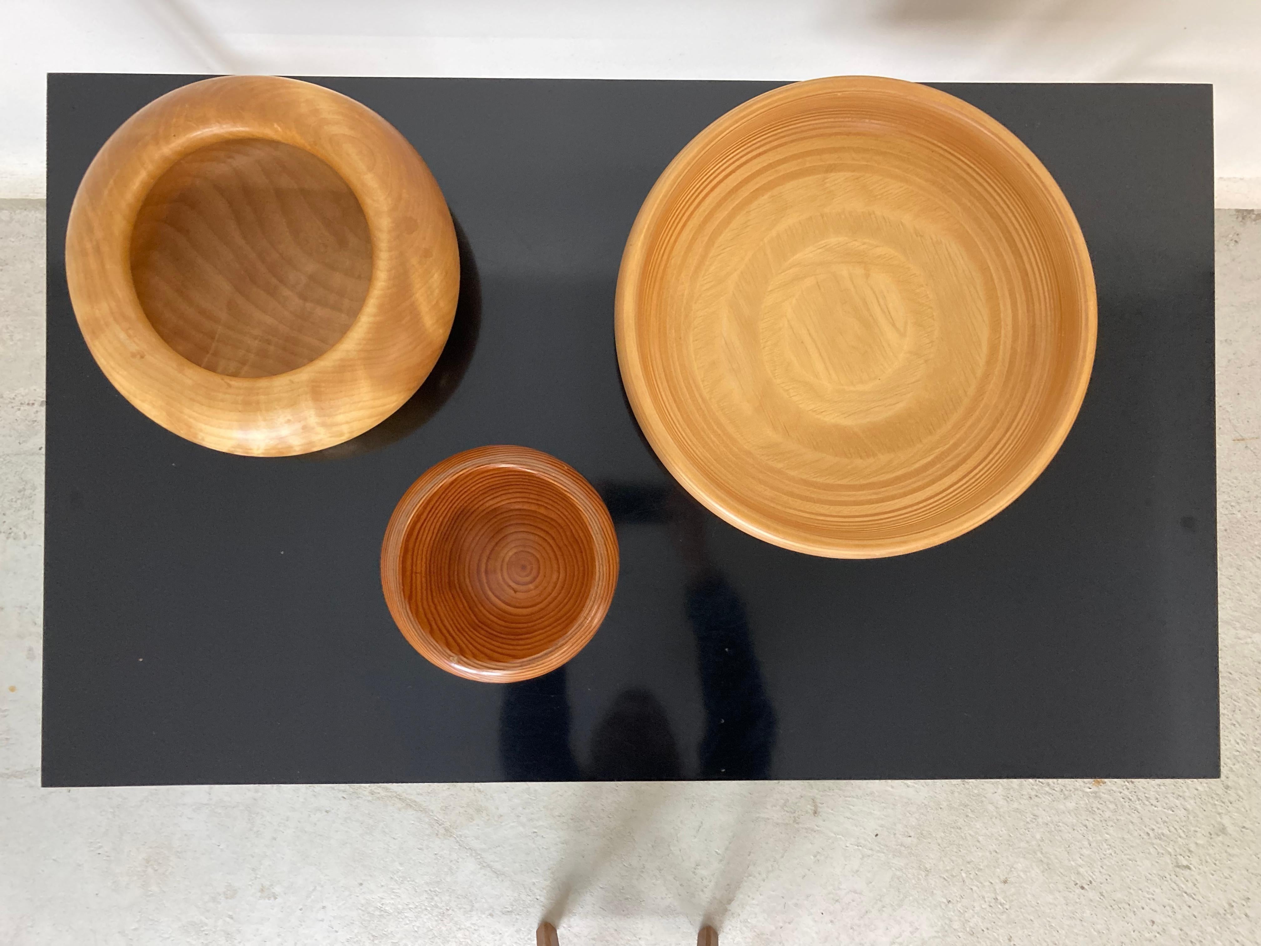 Finnish Set of Three Decorative Wood Dishes, Finland For Sale