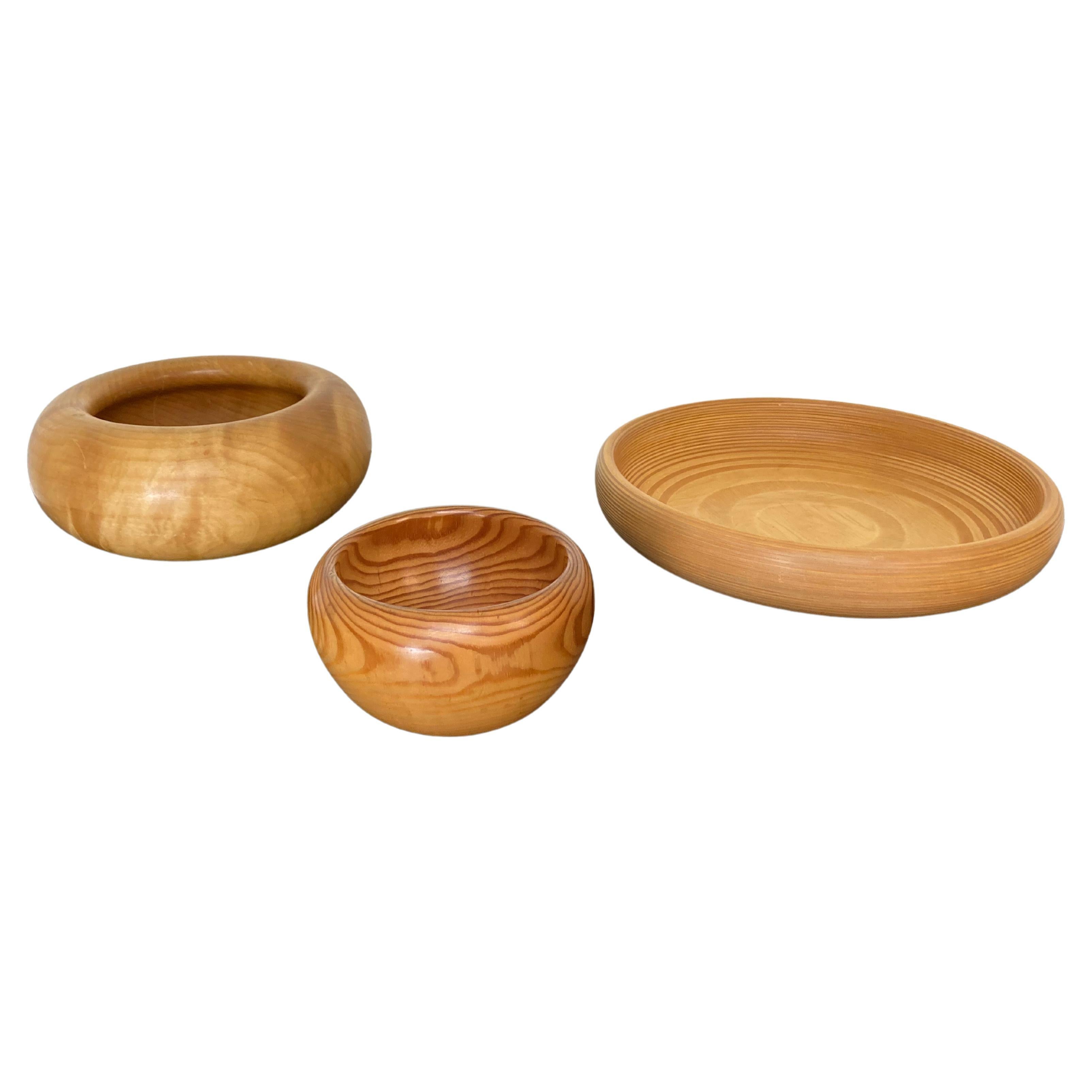 Set of Three Decorative Wood Dishes, Finland For Sale