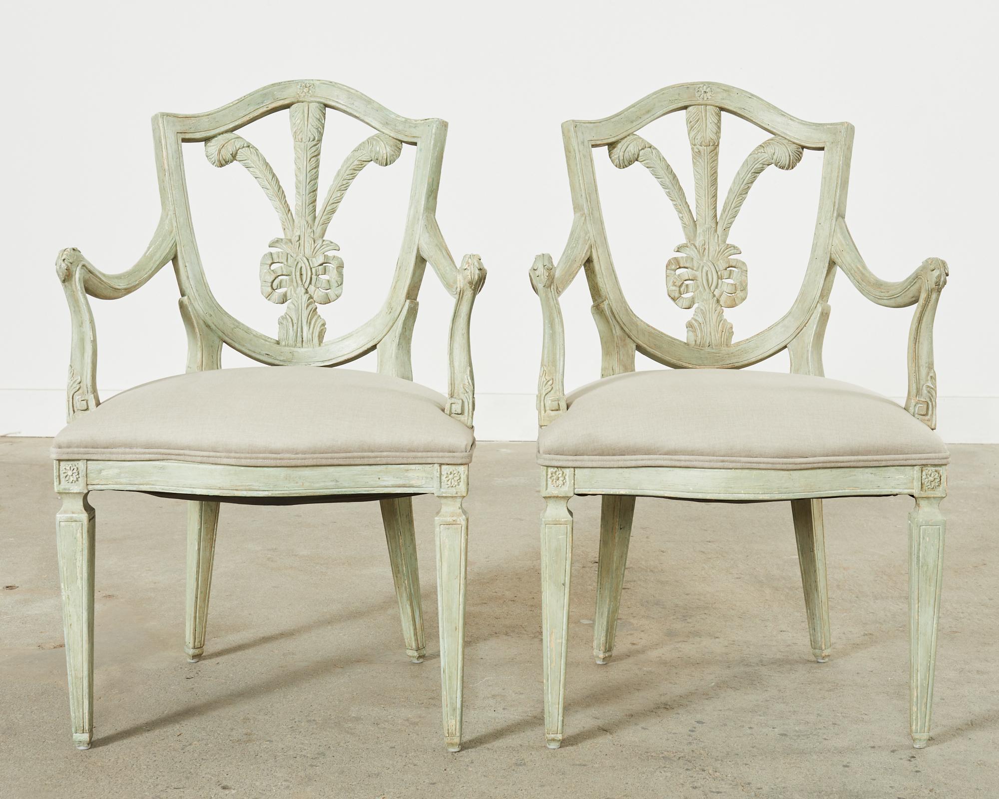 Set of Three Dennis & Leen Painted Brandelli Dining Armchairs  In Good Condition For Sale In Rio Vista, CA