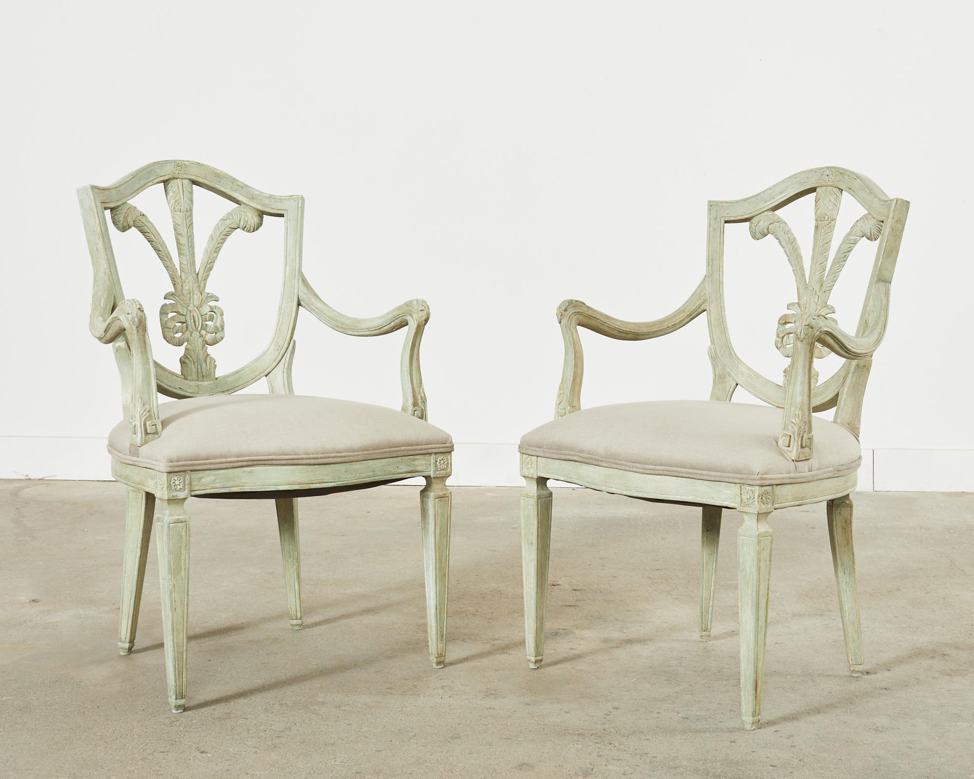 Set of Three Dennis & Leen Painted Brandelli Dining Armchairs  For Sale 1