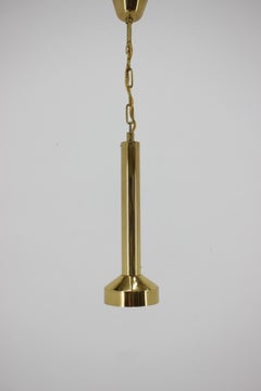 Set of Three Design Small Brass Midcentury Pendants, 1970s