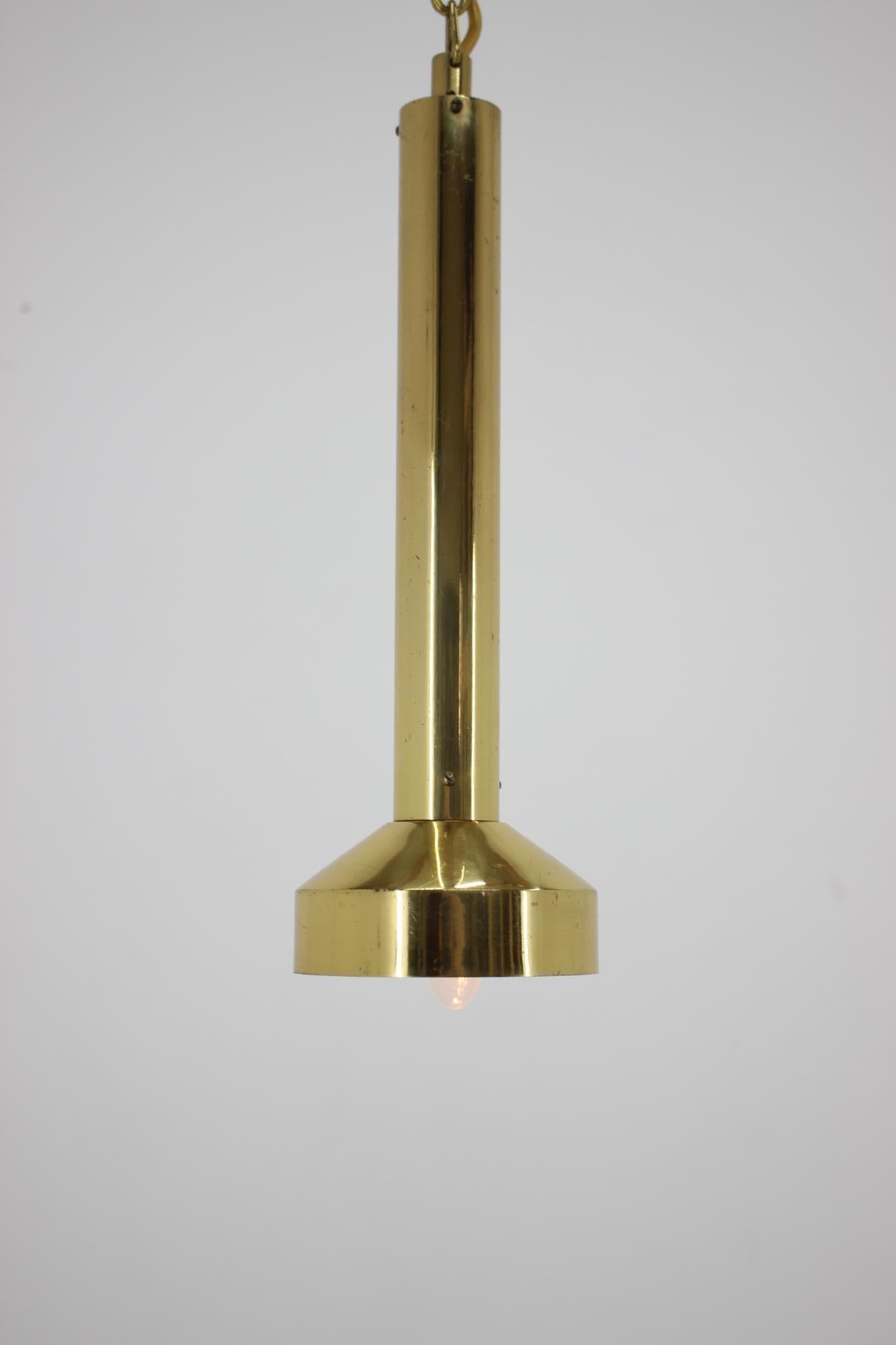 Mid-Century Modern Set of Three Design Small Brass Midcentury Pendants, 1970s For Sale