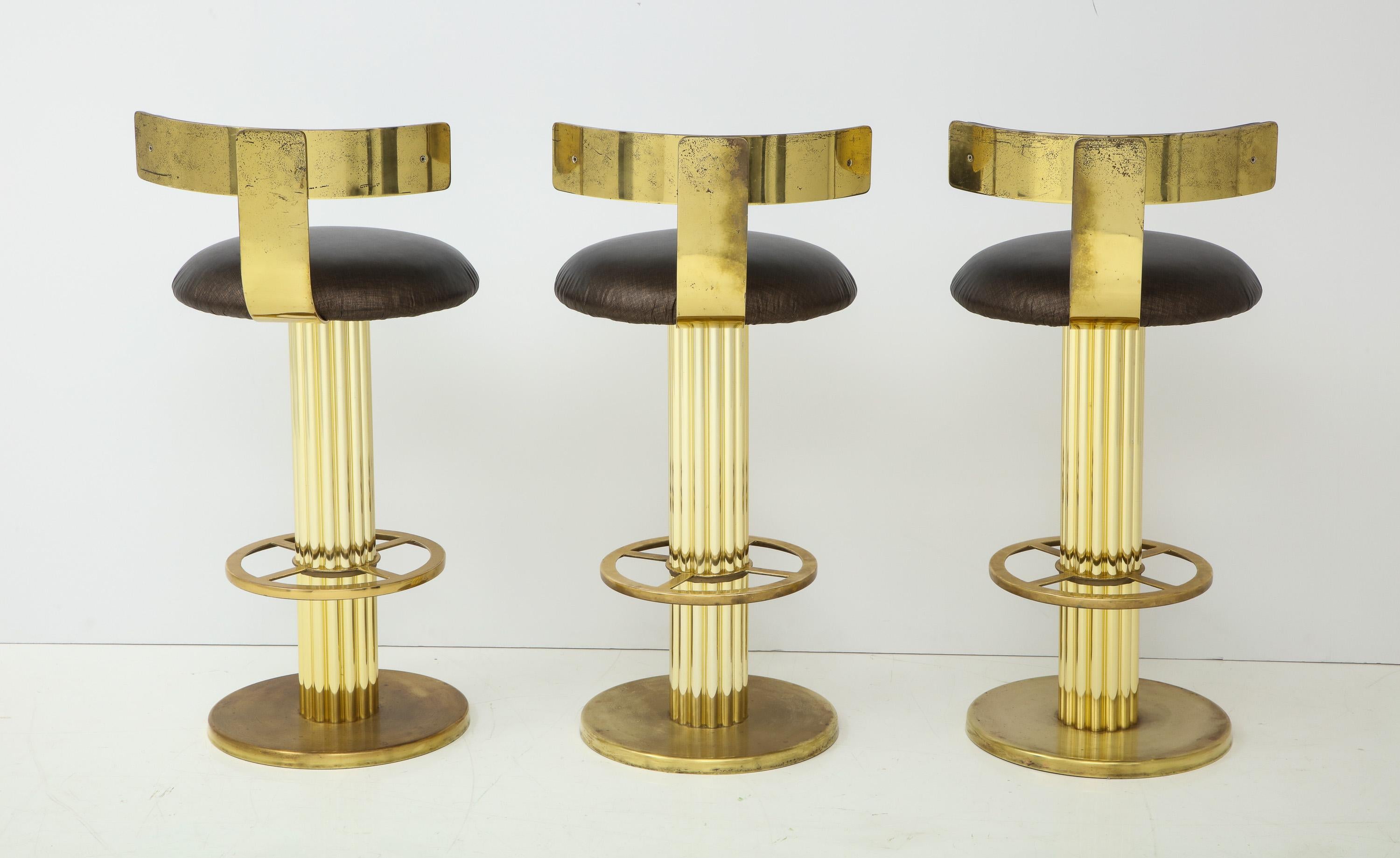 Set of Three Designs for Leisure Barstools in Brass In Good Condition In New York, NY