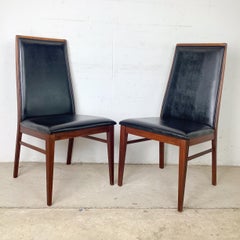 Set of Three Dillingham Furniture Walnut High-Back Dining Chairs, USA circa 1960
