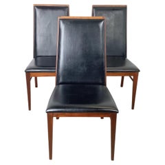 Set of Three Dillingham Furniture Walnut High-Back Dining Chairs, USA circa 1960