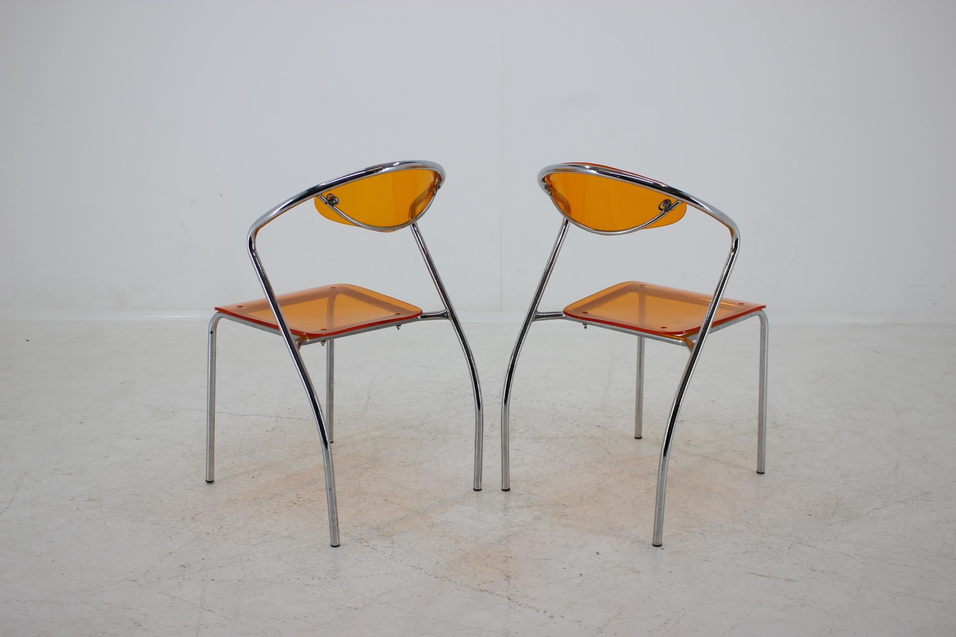 Metal Set of Three Dining Chairs, 1980s