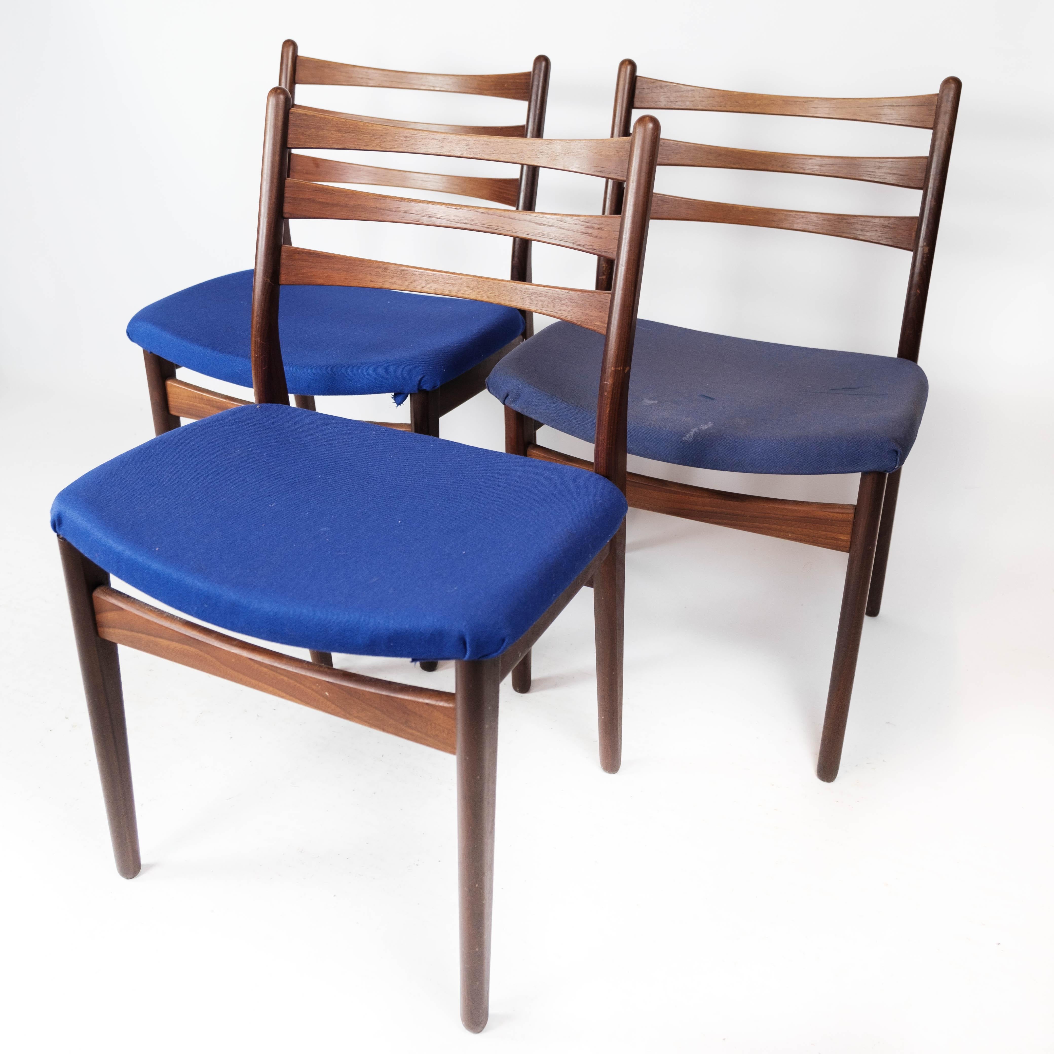 Scandinavian Modern Set of Three Dining Room Chairs in Teak of Danish Design, 1960s