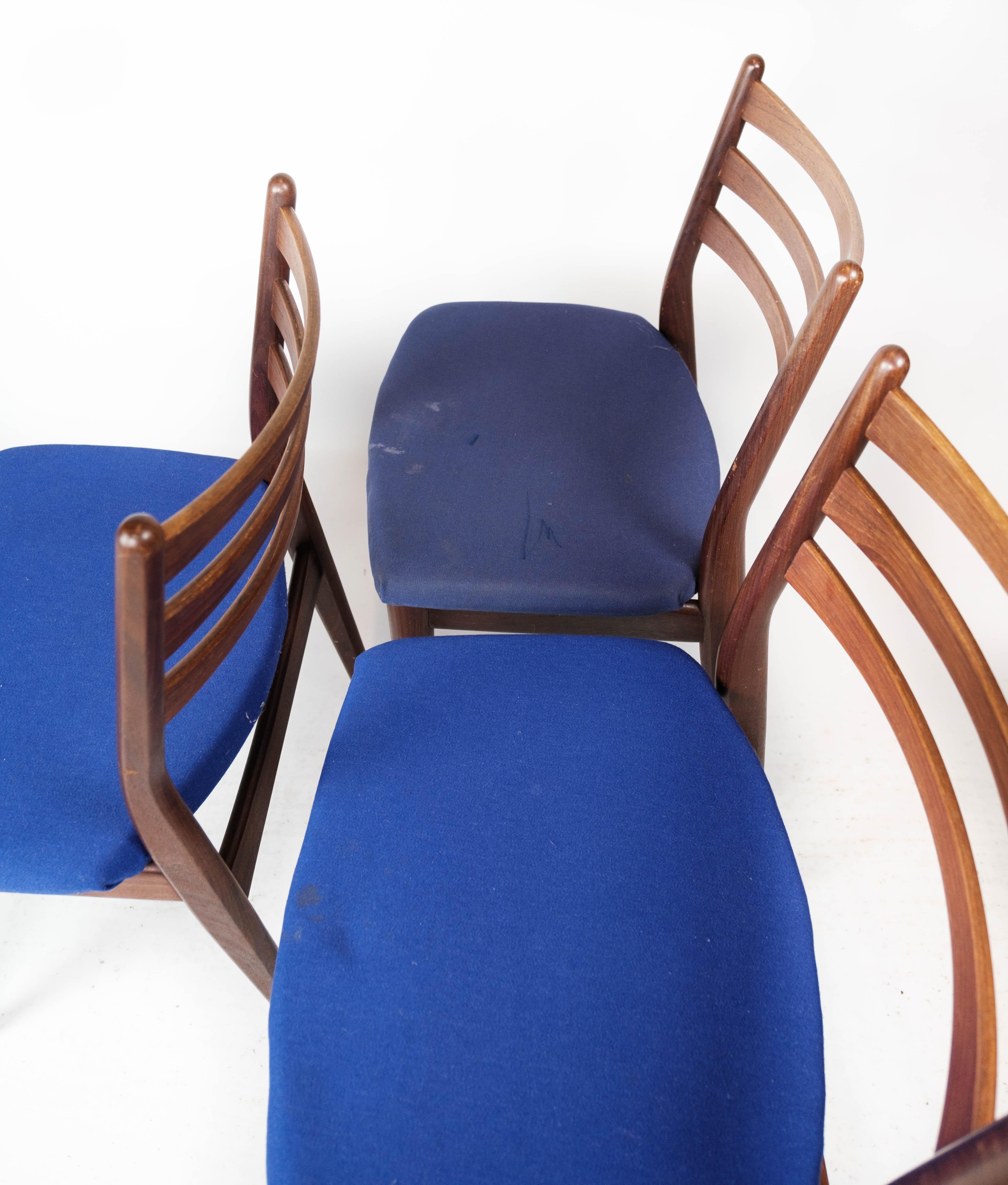 Fabric Set of Three Dining Room Chairs in Teak of Danish Design, 1960s